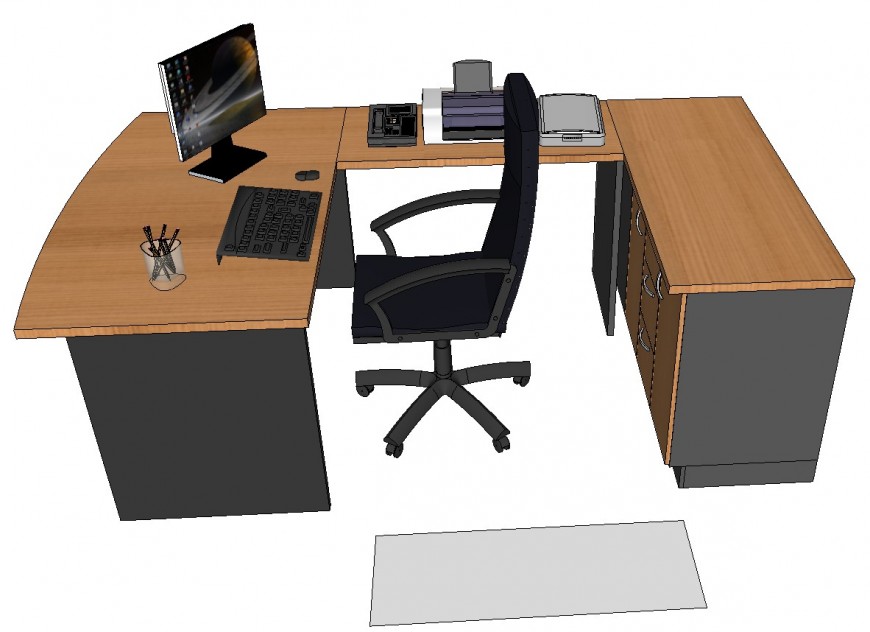 Office table 3d drawing in skp file.