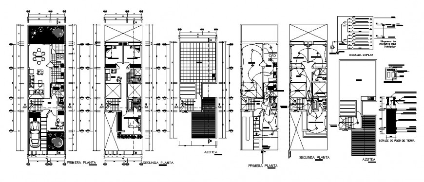 One family house floor plan details with electrical layout plan cad drawing details dwg file