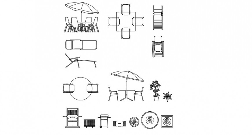 Outdoor seating furniture detailing 2d concept model  dwg file