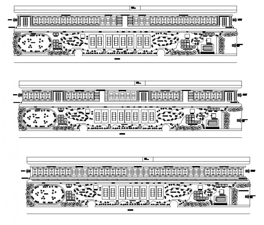 Park structural blocks detail 2d view layout plan in dwg format
