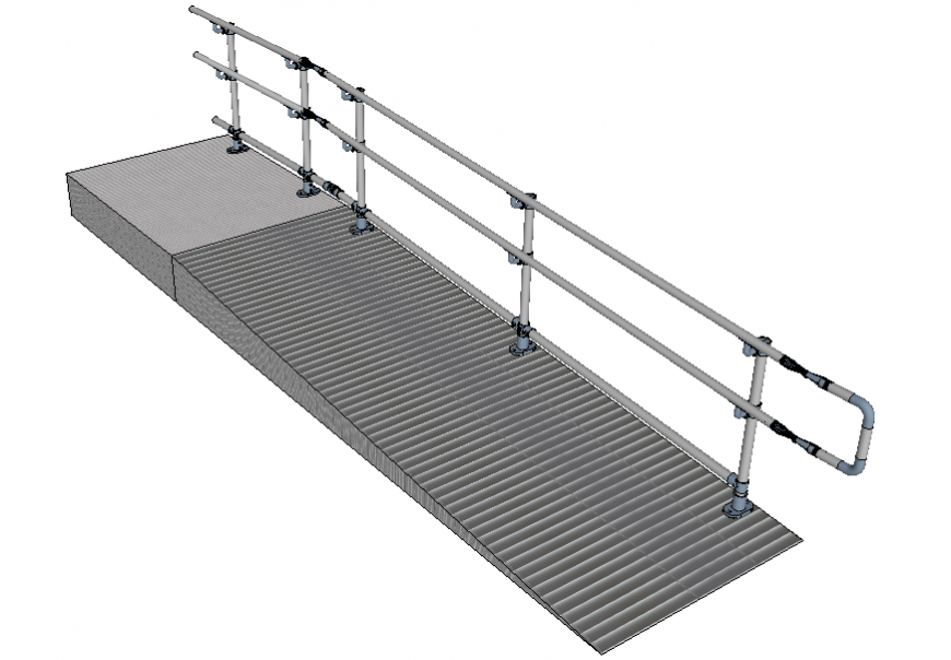 Pedestal walk of garden ramp 3d drawing details dwg file