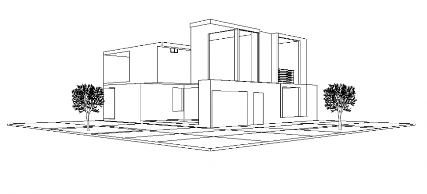 Perspective view of single family house design drawing