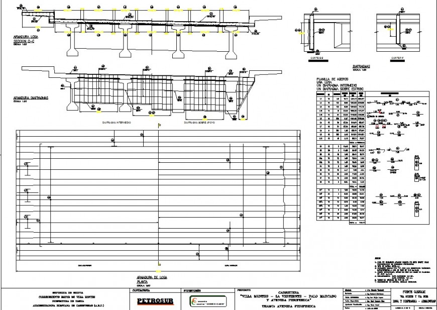 Plan, elevation and section detail of RCC bridge 2d view CAD structural block layout autocad file