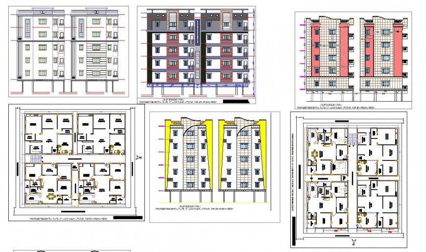 Plan and elevation of building detail 2d view CAD block layout autocad file