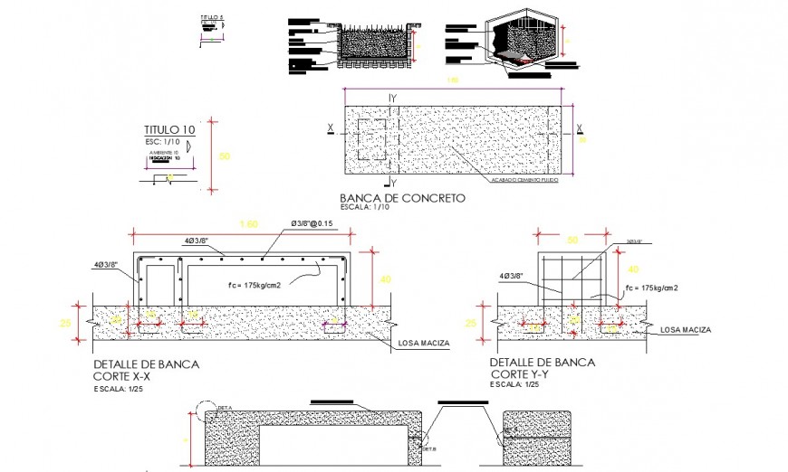 Plan and section detail of construction unit 2d view layout file in dwg format