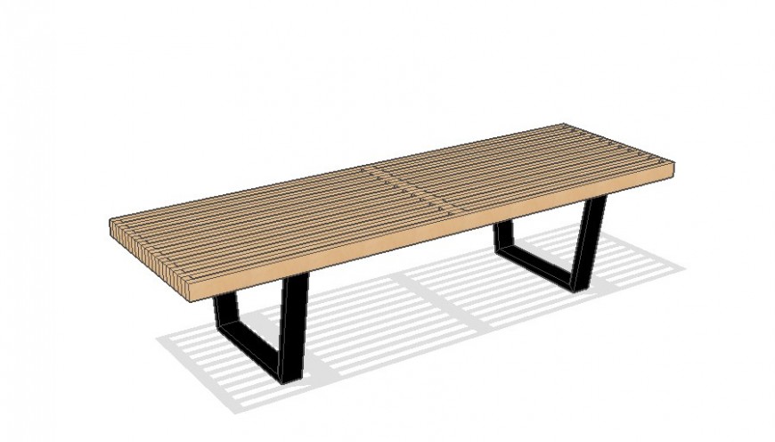 Platform wooden banch 3d block cad drawing details dwg file