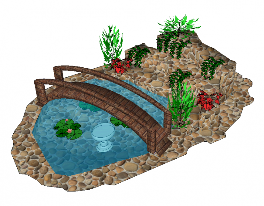 Pond design detail 3d model layout sketch-up file
