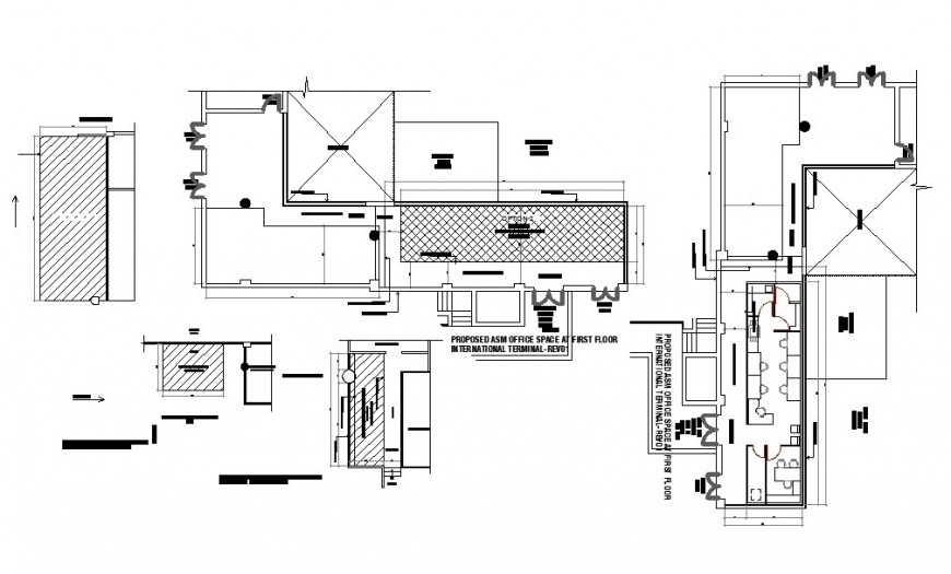 proposed asm office space at first floor international terminal cad drawing details dwg file