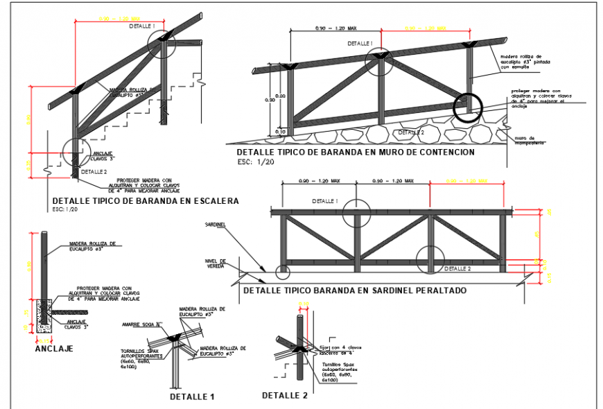 Railing struts block detail 2d view CAD unit layout file in autocad format