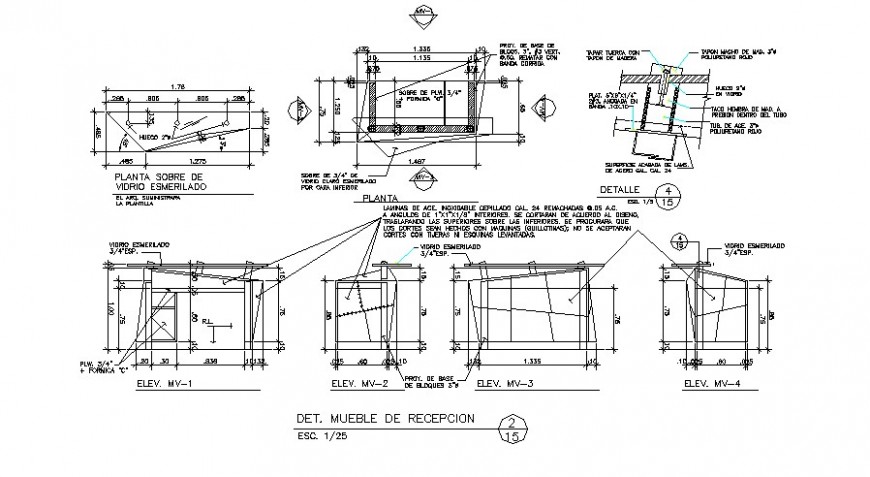 Reception table and furniture carpentry cad drawing details dwg file