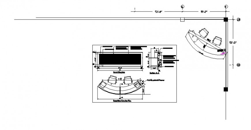 Reception table detail drawing in AutoCAD file.