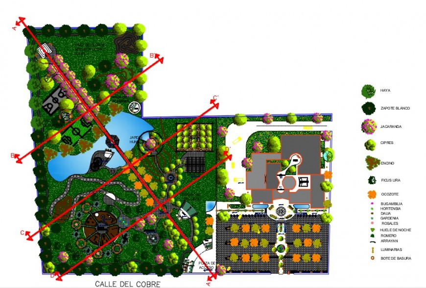 Recreative Park landscaping detail dwg file in Autocad format