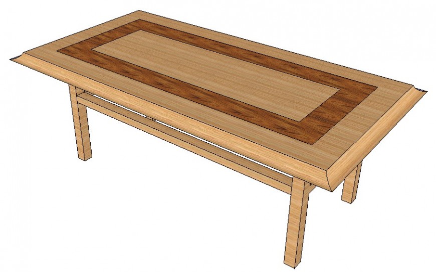 Rectangular shape table detail 3d model furniture block sketch-up file
