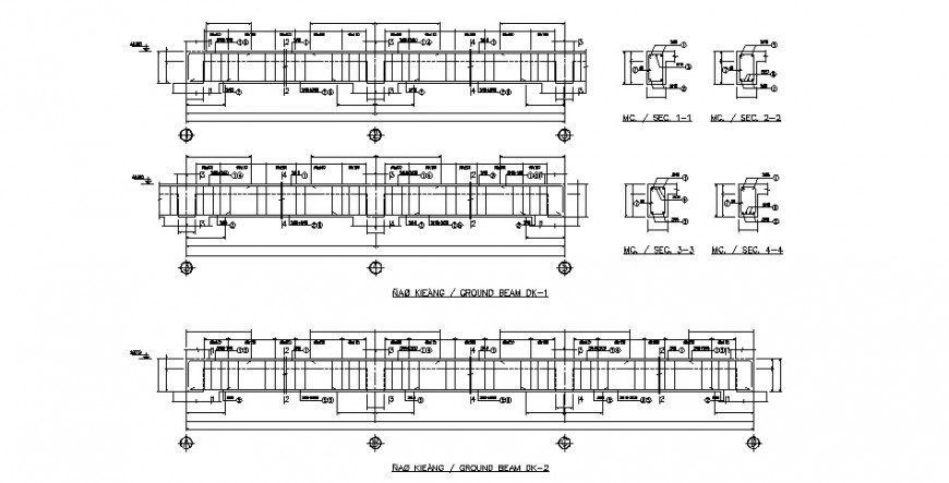 Reinforced ground beam constructive structure cad drawing details dwg file
