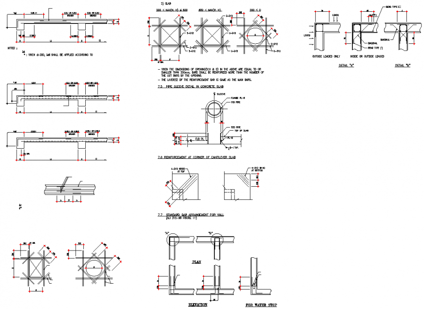 Reinforcement at corner of cantilever slab detail layout file