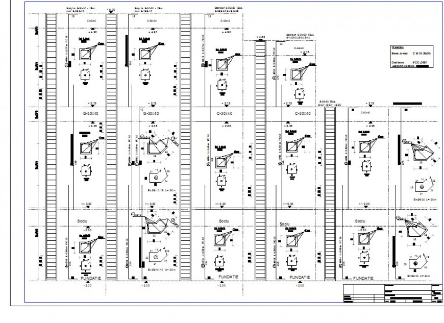 Reinforcement detail 2d view CAD structural block layout file in autocad format