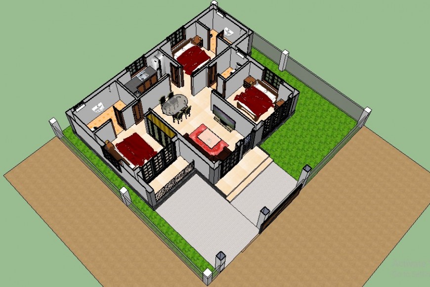 Residential house detail 3d interior model sketch-up file