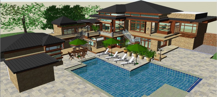 Resort detail 3d model in skp Sketch Up file.
