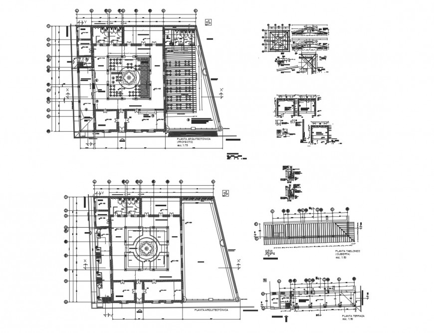 Restaurant building structure plan detail 2d view autocad file