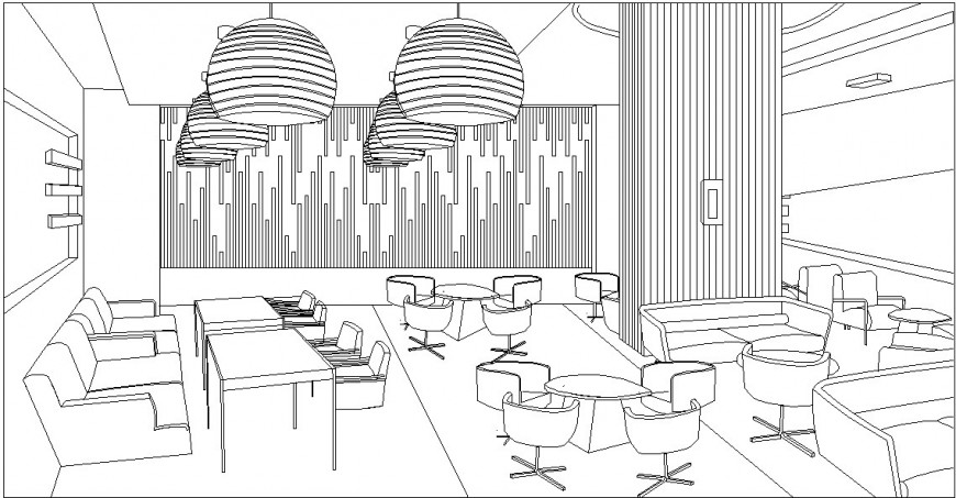 Restaurant detail of a hotel furniture detail dwg file