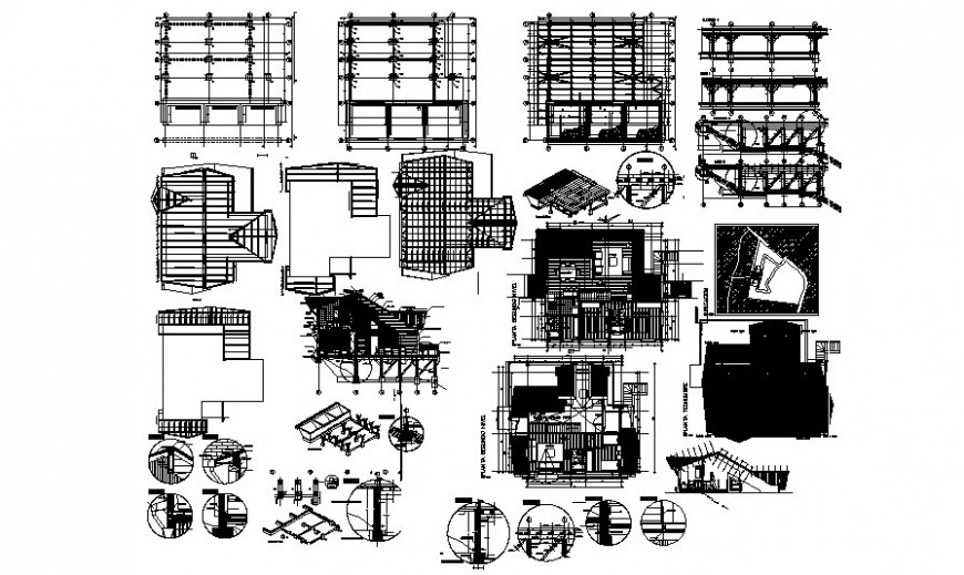 Roof plan and housing blocks details in autocad