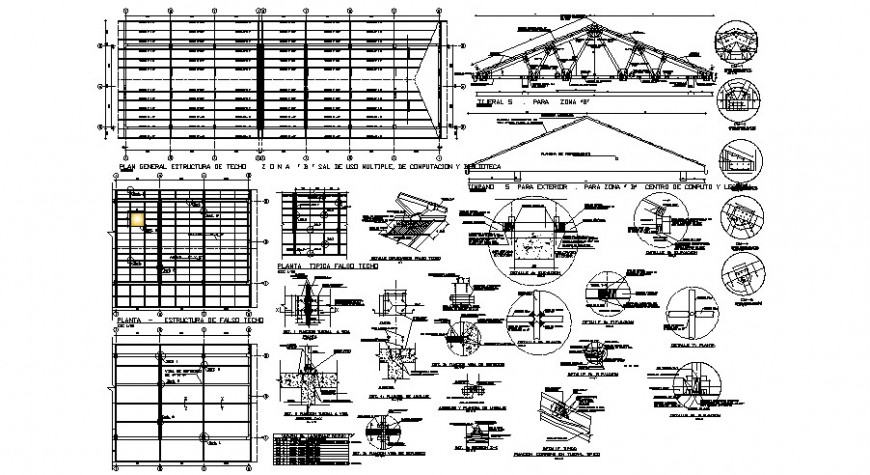 Roof truss block plan and elevation 2d view CAD construction unit autocad file