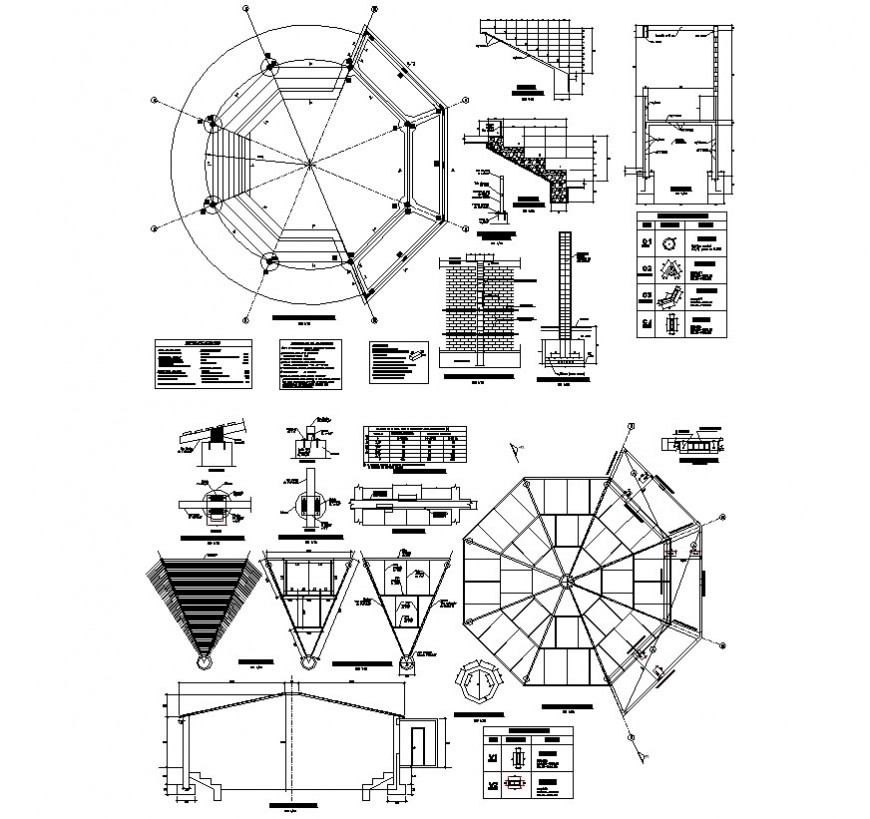 Roofing structure detail plan and elevation 2d view CAD structural block autocad file
