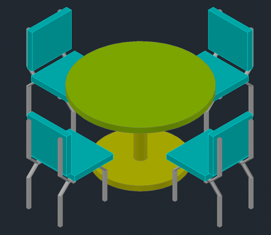 Round shape table and chair detail 3d model furniture block autocad file