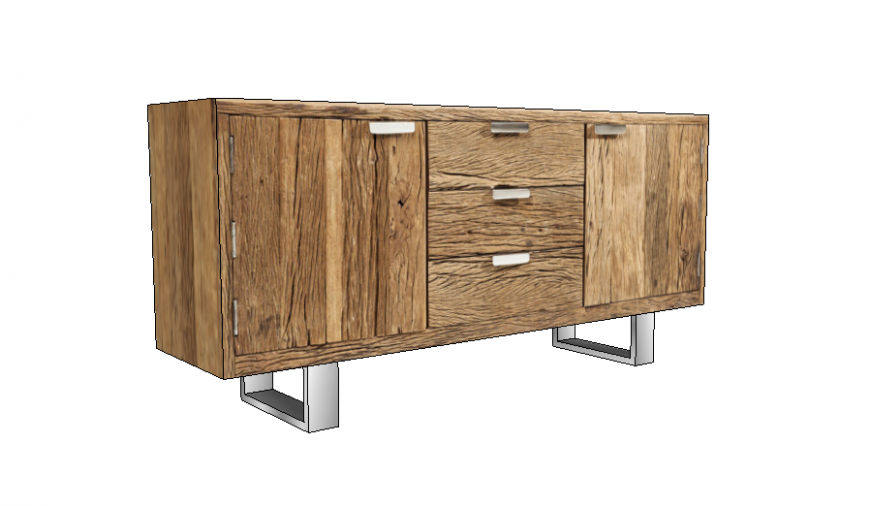 Rustico sideboard wooden 3d table cad drawing details dwg file