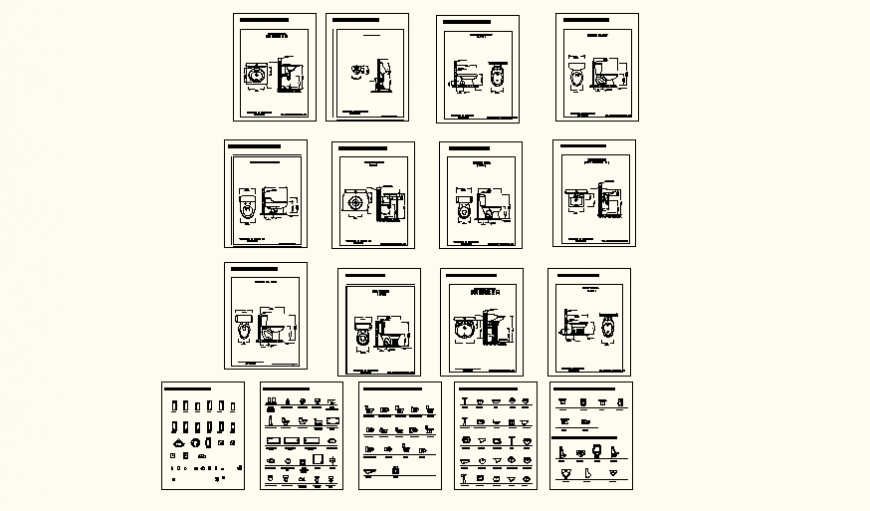 Sanitary and household block detail elevation layout file