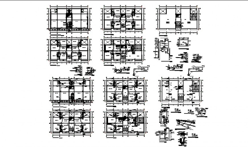 Sanitary installation and floor plan details of office building floors cad drawing details dwg file