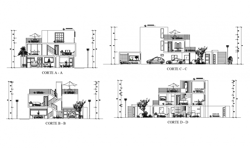 Sectional detail of apartment 2d drawing dwg file