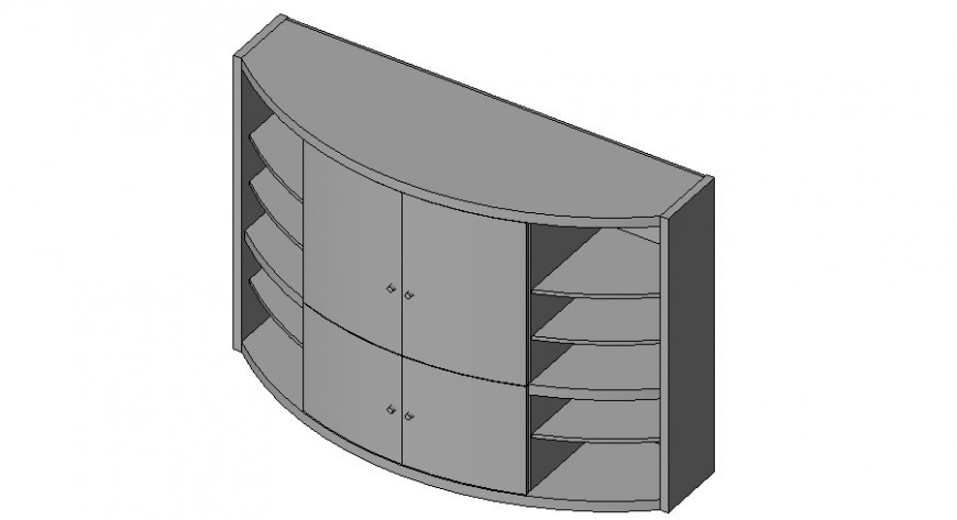 Semi circular storage unit detail 3d model in Revit file.