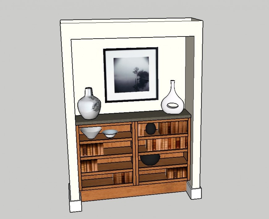Shelves CAD furniture block detail 3d model layout sketch-up file