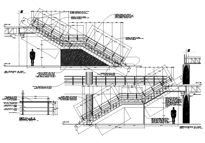 Shopping center staircase detail 2d view CAD structural block layout autocad file