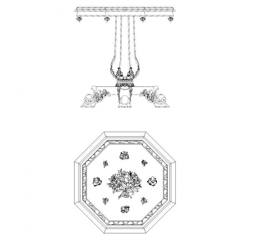 Side table CAD block layout file