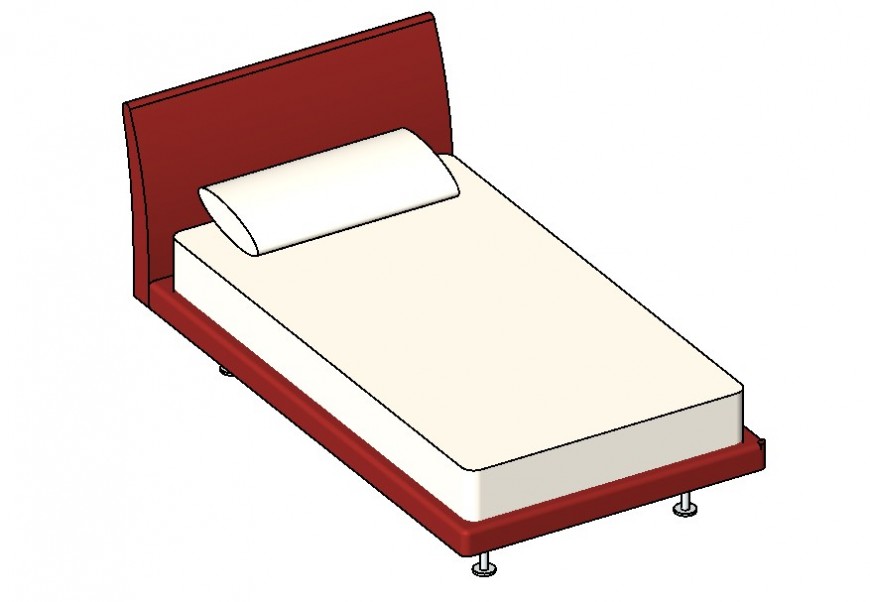 Single bed CAD furniture blocks layout 3d model Revit file