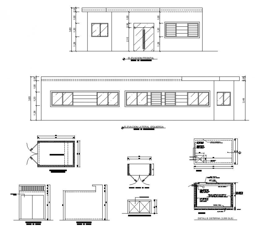 Single storey building detail elevation layout file