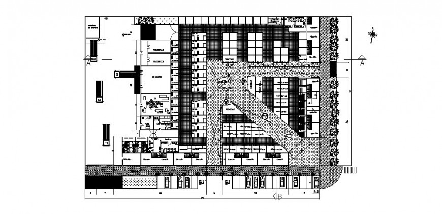 Single story building detail 2d view CAD structural block layout autocad file