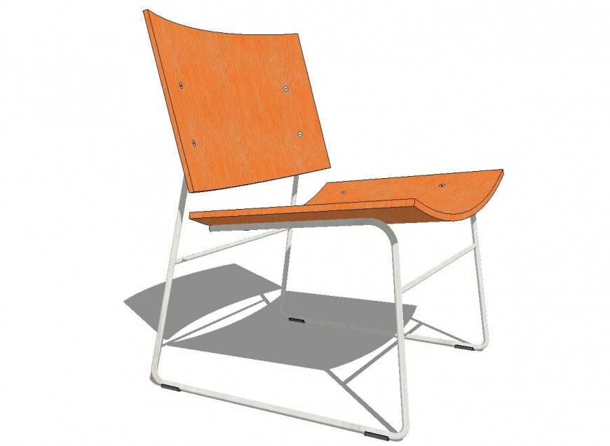 Single wooden chair 3d elevation cad block details skp file