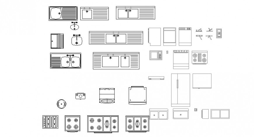 Sink and kitchen furniture blocks cad drawing details dwg file