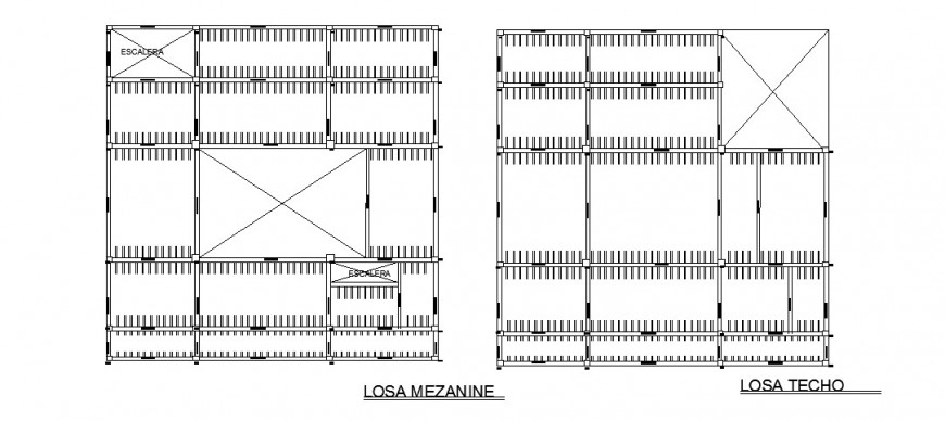Slab structural detail of mezzanine floor detail drawing in dwg AutoCAD file.
