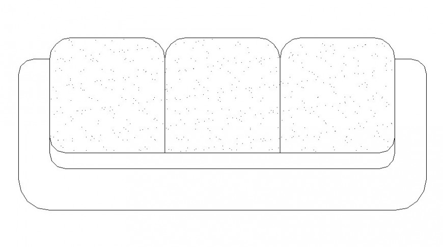 Sofa set three seated top view cad drawing details dwg file