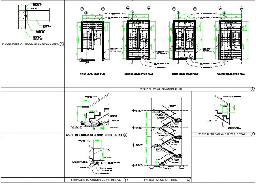 Stair detail plan and section autocad file