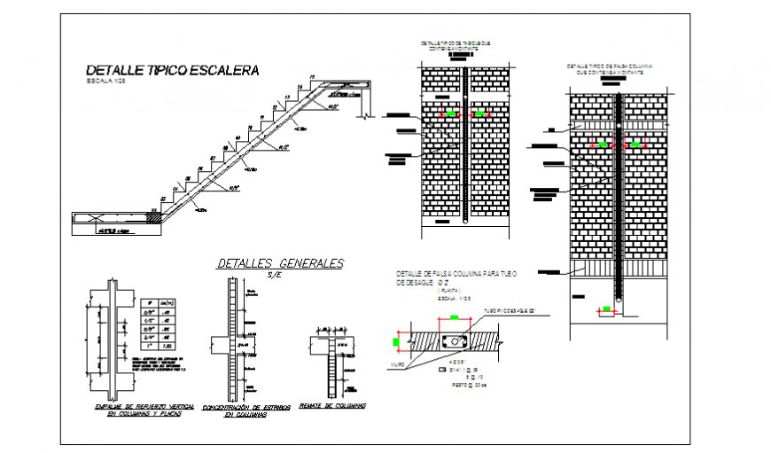Stair section detail of Project design drawing of small house  design drawing