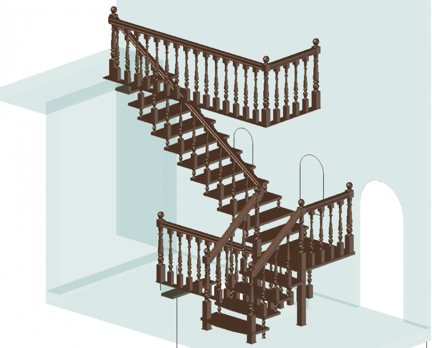 Staircase 3d drawing in dwg file.