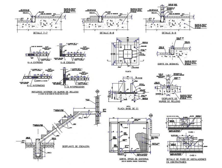Staircase and other construction block layout file in autocad format