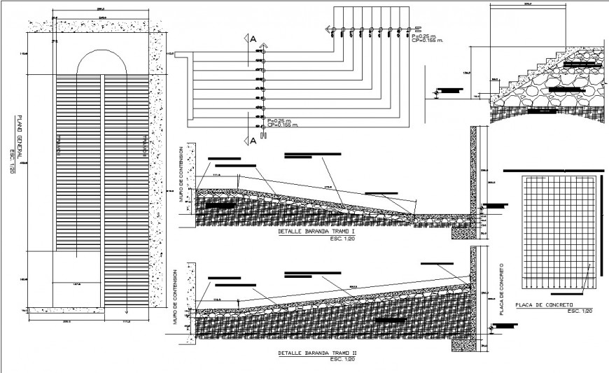 Staircase and ramp design drawing in dwg file.
