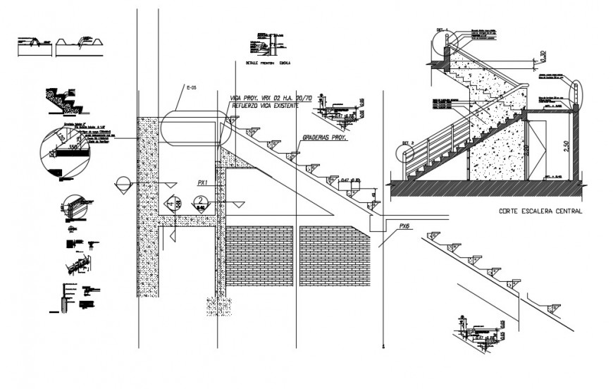 Staircase construction detail Dwg file in Autocad format