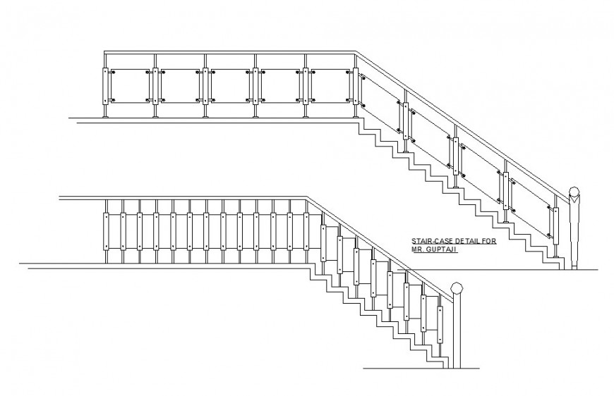 Staircase elevation for house cad drawing details dwg file